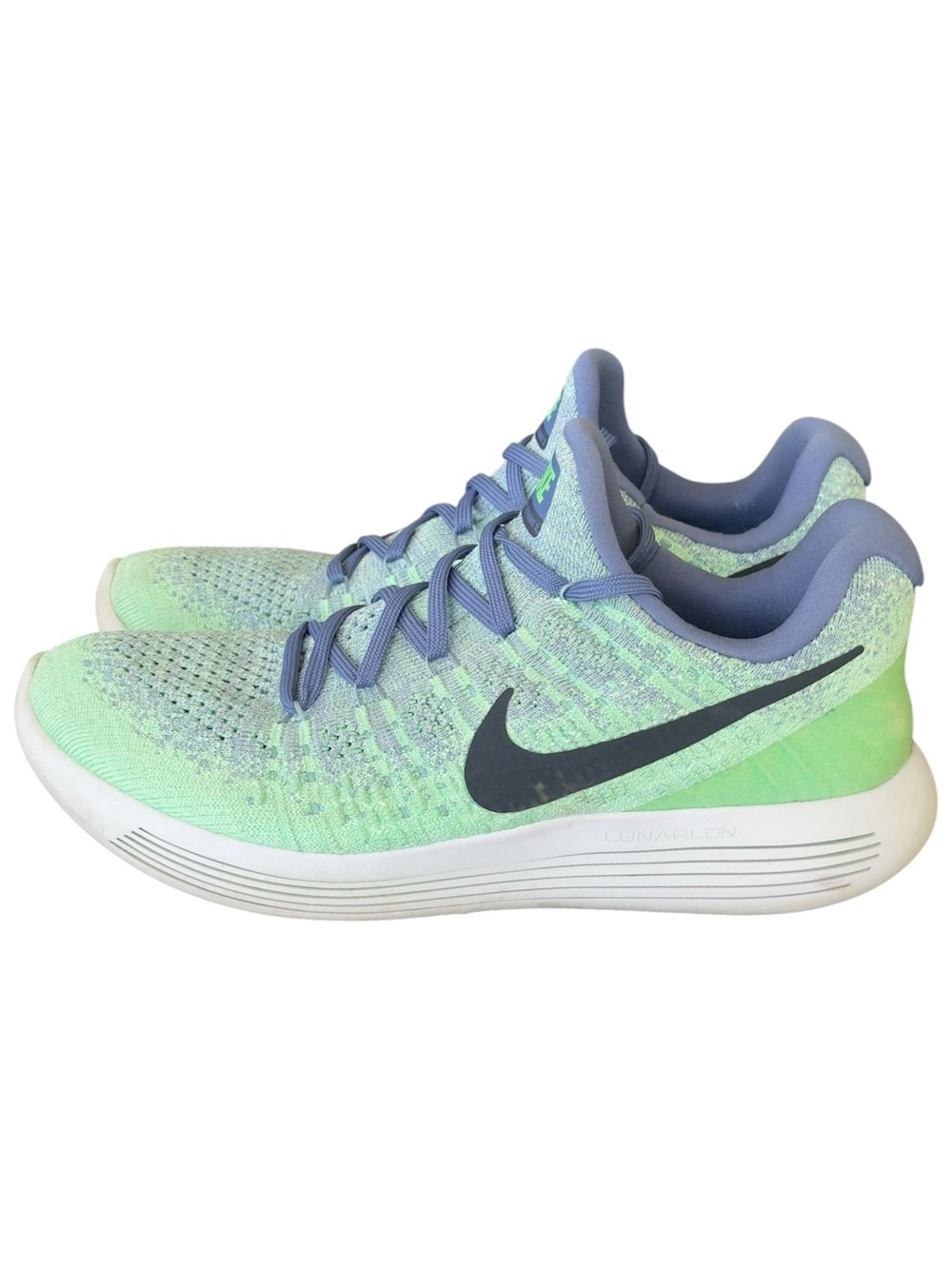Nike Mint Green and Lavender Flyknit Running Shoes